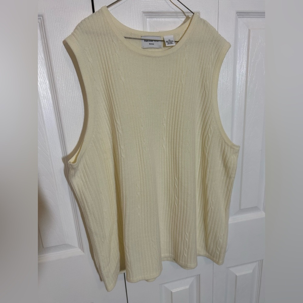 Sleeveless Cream Ribbed Top